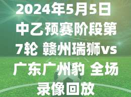 2024年5月5日 中乙预赛阶段第7轮 赣州瑞狮vs广东广州豹 全场录像回放
