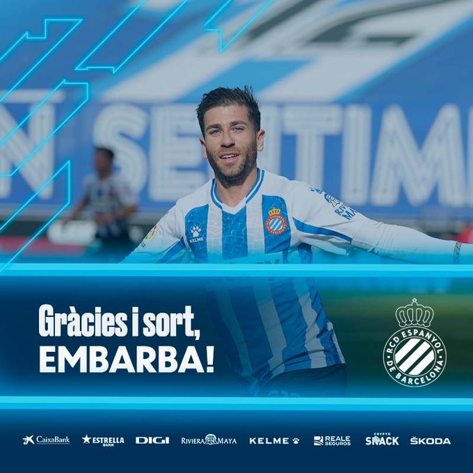 官方：西班牙人30岁边锋恩巴尔巴转会阿尔梅里亚