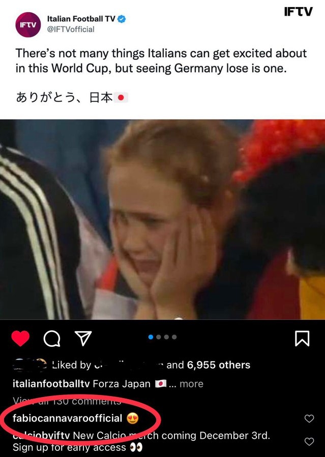 意媒感谢日本战胜德国：德国输球令意大利人激动，卡纳瓦罗点赞