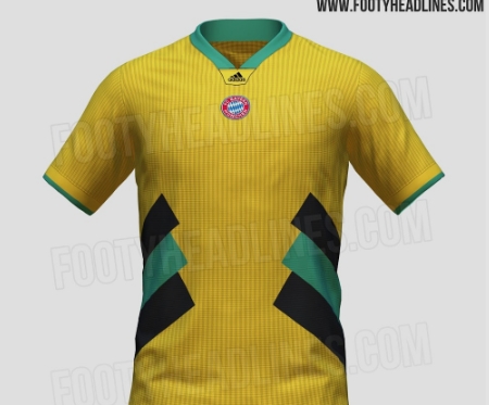 拜仁纪念版球衣 Adidas将发布拜仁复古球衣，主题黄色灵感来源于90年代客场配色
