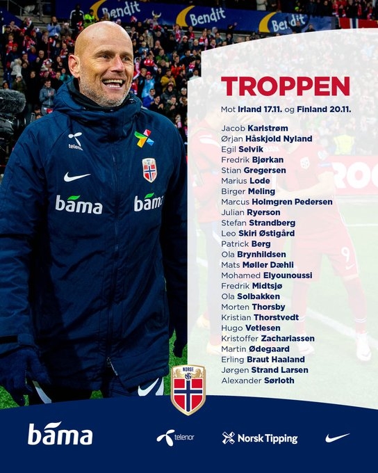 哈兰德挪威联赛,国际友谊赛挪威 挪威友谊赛大名单：哈兰德、厄德高领衔