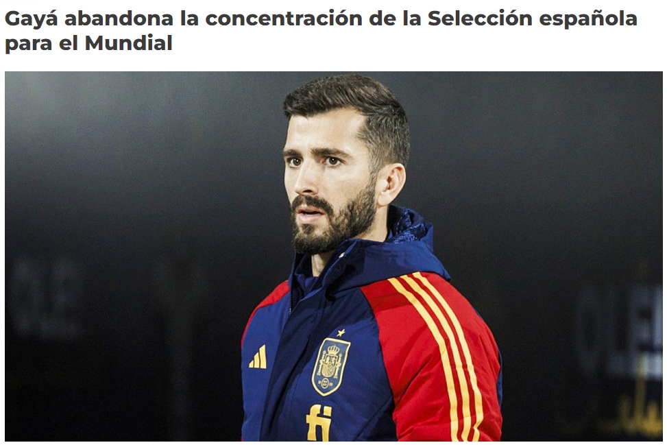 西班牙队加亚,加西亚西班牙球员,加比入选过西班牙国家队吗,世界杯西班牙队名单 官方：西班牙左后卫加亚因伤退出大名单，无缘世界杯