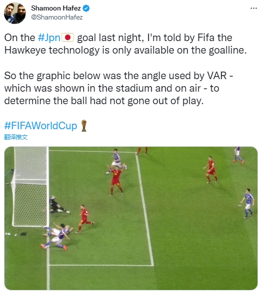 记者谈日本争议进球：FIFA告诉我只有门线上能用鹰眼技术