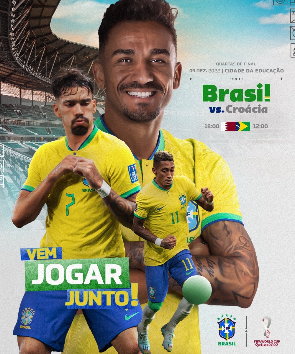 巴西发布赛前海报预热八强战:达尼洛,帕奎塔,拉菲尼亚出镜