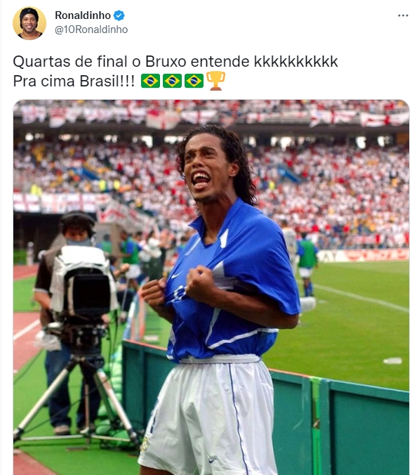 桑巴足球小罗 小罗社媒为巴西助威：四分之一决赛到来，桑巴军团雄起！