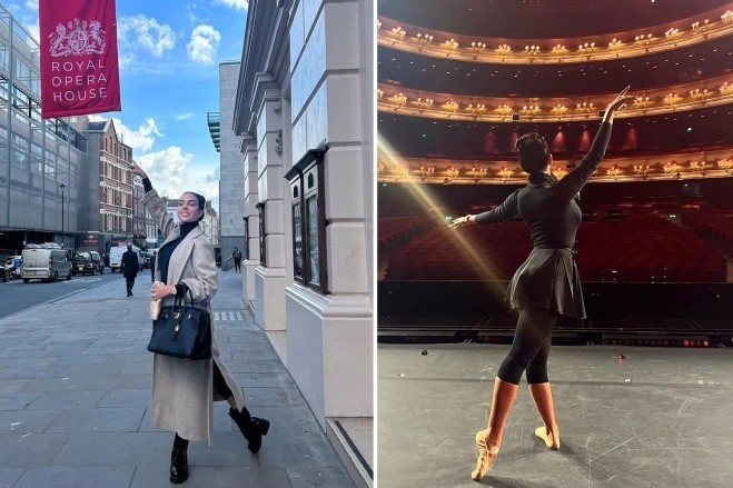 乔治娜晒照在英国皇家大剧院空场跳芭蕾：梦想成真