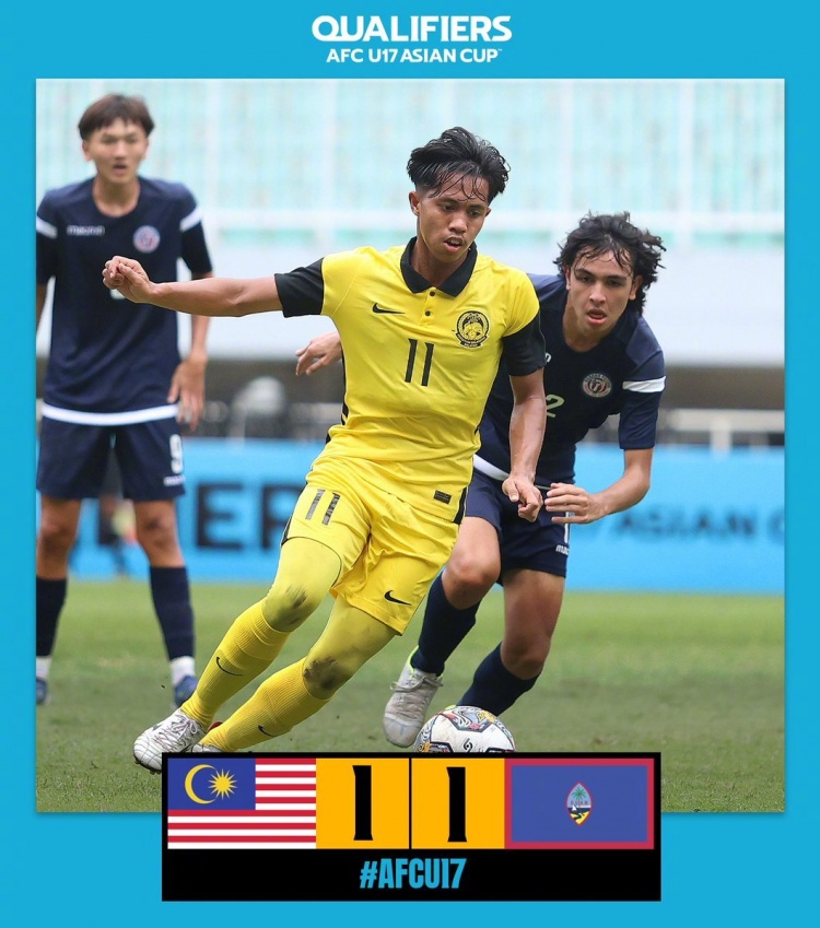 记者:两轮净吞23球后1-1平马来西亚,关岛获队史u17亚预赛第1分