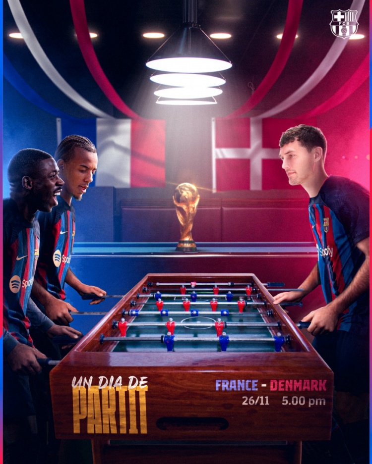 登贝莱巴萨,登贝莱巴萨集锦 巴萨发布法国vs丹麦海报：登贝莱+孔德PK克里斯滕森